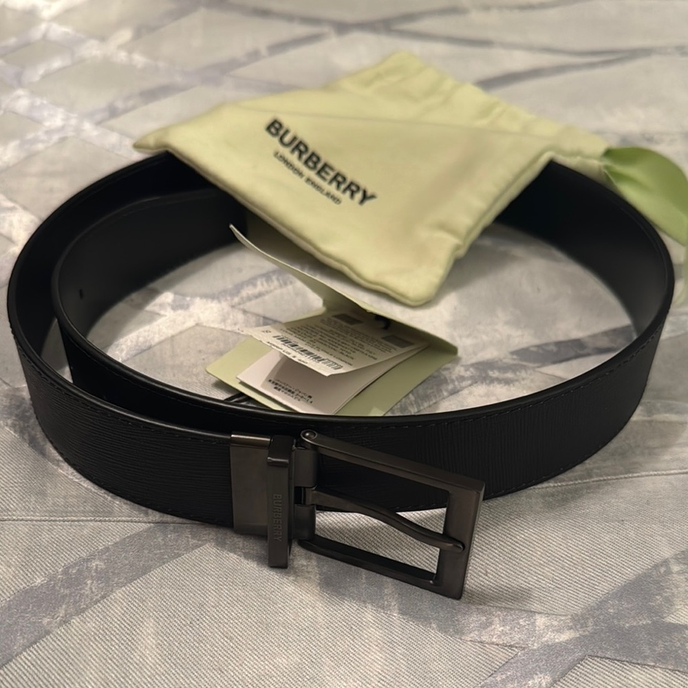 Burberry Black Belt with Gunmetal Buckle